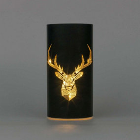 22cm Christmas Decorated Vase Led Black Glass Vase / Stags Head