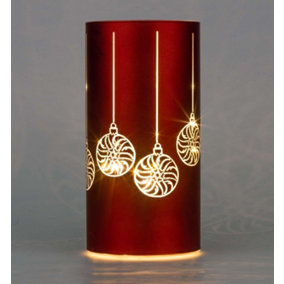 22cm Christmas Decorated Vase Led Red Glass Vase / Baubles