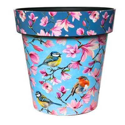 22cm Indoor Outdoor Zest Pot Watercolor Birds