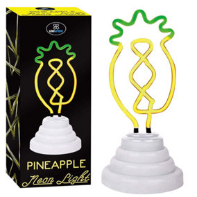 22Cm Neon Pineapple Light Lamp Bedroom Led Night Colourful Usb Battery Gift Xmas