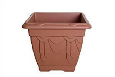 22cm Square Venetian Pot Decorative Plastic  Garden Flower Planter Terracotta