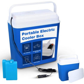 22L Large Electric Cooler Box Cold 12V In-Car Socket Camping Picnic Portable