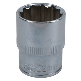 22mm 1/2in Drive Shallow Metric MM Socket 12 Sided Bi-Hex Knurled Ring