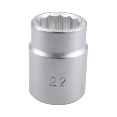 22mm 3/4" Drive Socket 12 Sided 48mm HGV Satin Finish Chrome Vanadium Steel