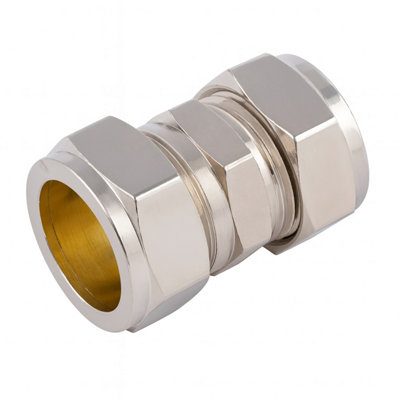 22mm Chrome Compression Coupling C x C Straight Pipe Connector ...