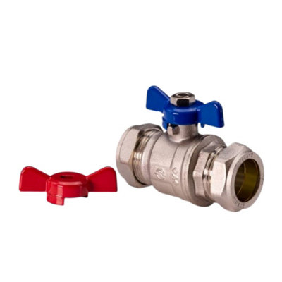 22mm Compression Butterfly Handle Ball Valve for Water - WRAS Approved