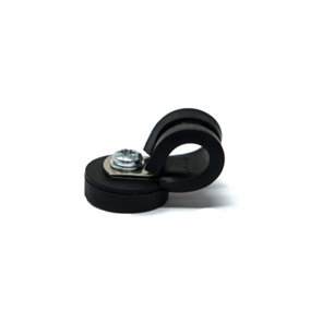 22mm dia x 6mm high Rubber Coated Cable Holding Magnet With 10mm Rubber Clamp (Black) - 4.3kg Pull (Pack of 1)