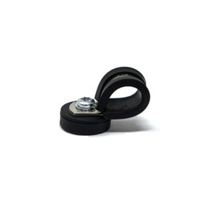 22mm dia x 6mm high Rubber Coated Cable Holding Magnet With 13mm Rubber Clamp (Black) - 4.3kg Pull (Pack of 1)