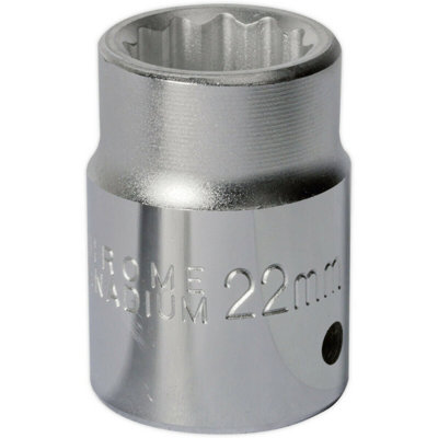 22mm Forged Steel Chrome Vanadium Drive Socket - 3/4" Square Drive Tool