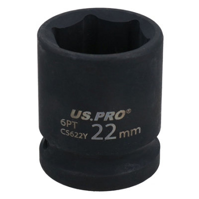22mm Metric Shallow Impact Impacted European Style Socket 1/2" Drive 6 Sided