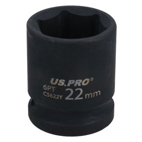 22mm Metric Shallow Impact Impacted European Style Socket 1/2" Drive 6 Sided