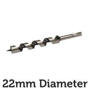 22mm x 235mm Long Hardened Steel Auger Drill Bit Hex Shank Shaft Woodwork Timber