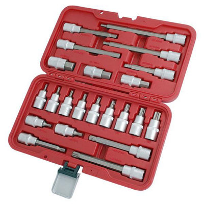 22pc 1/2" Inch Drive Hex Spline & Star Bit Socket Set in Case (Neilsen CT1544)