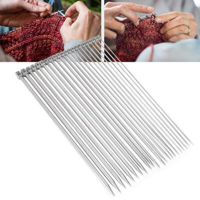 44pcs 11-Size Stainless Steel Straight Knitting Needles Set (25cm Or 36cm) With Bag
