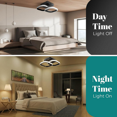 22W LED Square Ceiling Light Black