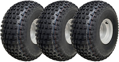 22x11.00-8 Knobby ATV Tyres 4 Stud Rim Trailer Quad Wheels 100mm PCD (Set of 3)