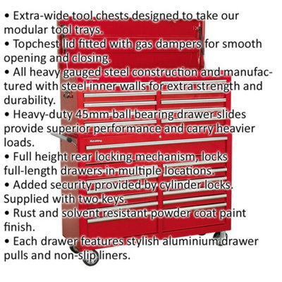 23 Drawer Combination Tool Chest - RED Mobile Storage Solution for Professionals and DIYers
