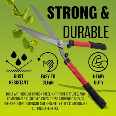 23 Inch Hedge Shears Gardening Grass Steel Trimmer Edging Lawn Cutter Soft Grip Handle Garden Pruning Hand Tool Precise Cutting