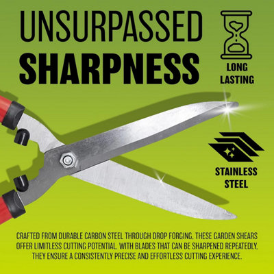 23 Inch Hedge Shears Gardening Grass Steel Trimmer Edging Lawn Cutter Soft Grip Handle Garden Pruning Hand Tool Precise Cutting