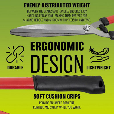 23 Inch Hedge Shears Gardening Grass Steel Trimmer Edging Lawn Cutter Soft Grip Handle Garden Pruning Hand Tool Precise Cutting