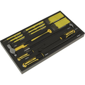23 Piece Pry Bar Hammer & Punch Set with Tool Tray - Tool Box Tray Tidy Chest