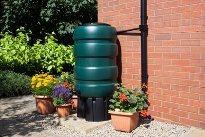 230L Large Water Butt Set Traditional Barrell Water Tank Stand Tap & Diverter - 3