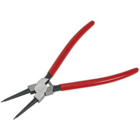 230mm Straight Nose Internal Circlip Pliers - Spring Loaded Jaws - Non-Slip Tips