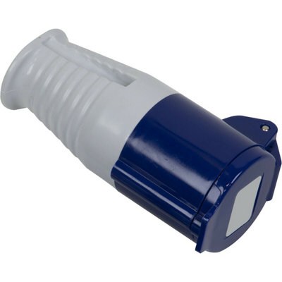 230V Blue Plug Socket - Suitable for 2P+E 16A Connectors - IP44 Rated Site Plug - 3