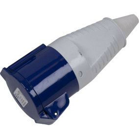 230V Blue Plug Socket - Suitable for 2P+E 32A Connectors - IP44 Rated Site Plug