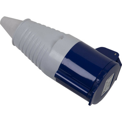 230V Blue Plug Socket - Suitable for 2P+E 32A Connectors - IP44 Rated Site Plug - 3