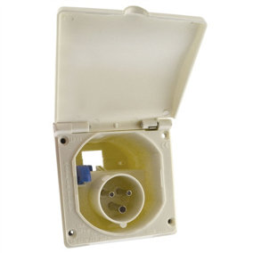 230v Mains 16A Flush Inlet Socket White for Caravan Motorhome Trailer IP44