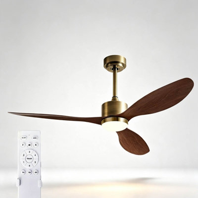 B&Q 42 Inch 3 Blade Ceiling Fan With Dimmable 3 Colour Led Light & Remote Control, Quiet Reversible Dc Motor For Living Room, Bedroom