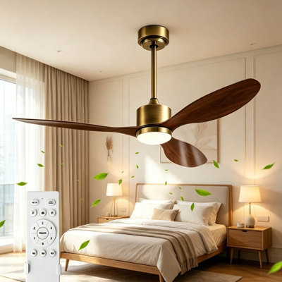 B&Q 42 Inch Ceiling Fan Light, 3 Blades Design, Reversible Dc Motor, 3 Colour Temperature Led Light With Remote For Multiple Indoor