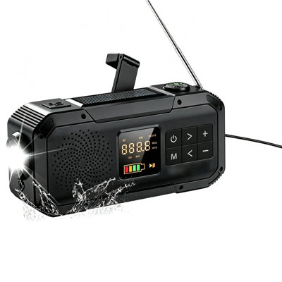 Amorly Emergency Radio Speaker, Portable Digital Am Fm Radio, 2000Mah Phone Charger, Flashlight, Hand Crank Solar Survival Emergency Kit