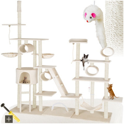 234 to 261 cm Cat Tree Tower Multi-Level Cat Condo with Scratching Post Kittens Activity - beige