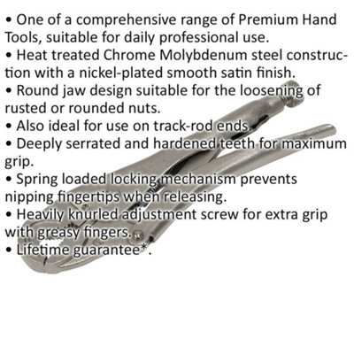 235mm Round Jaw Locking Pliers - 35mm Jaw Capacity - Chrome Molybdenum - 3