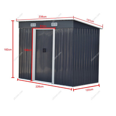 238cm W Charcoal Black Steel Outdoor Garden Storage Shed