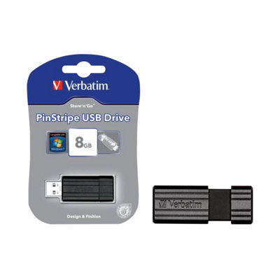 Verbatim Black 8Gb Pinstripe Usb Drive - 49062