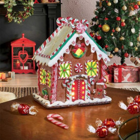 23cm Battery Operated LED Christmas Gingerbread Candy Chalet Decoration