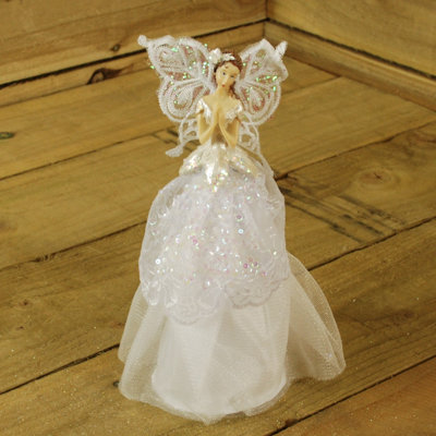 White Angel Tree Topper “Love” | Handmade Guardian Angel with Heart Tree  Topper | Christmas Home Décor and Mantle Decor