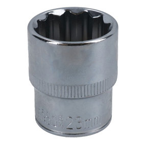 23mm 1/2in Drive Shallow Metric MM Socket 12 Sided Bi-Hex Knurled Ring