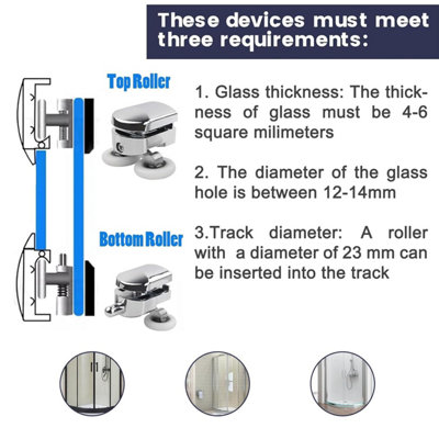 YUANQIAN 4 X Stainless Steel Shower Door Rollers 23mm (8-10mm