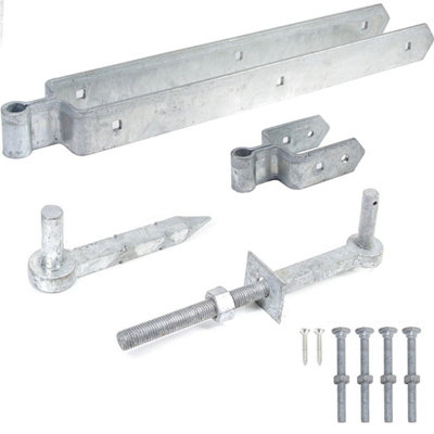 24" 600mm Double Strap Farm Field Gate Hinge Set GALVANISED Heavy Duty