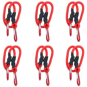 24" 60cm Bungee Rope with Carabiner Clips Cords Elastic Tie Down Fasteners 6pc
