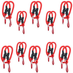 24" 60cm Bungee Rope with Carabiner Clips Cords Elastic Tie Down Fasteners x 10