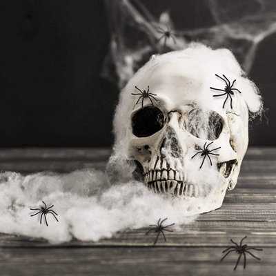 24 Black Plastic Halloween Spiders Spooky Scary 5cm Each Durable Material