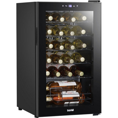 24 Bottle Freestanding Wine Cooler Fridge & Metal Shelves - LED BLACK & GLASS