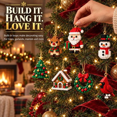 24 Day Mini Building Brick Christmas Ornament Advent Calendar, Festive ...