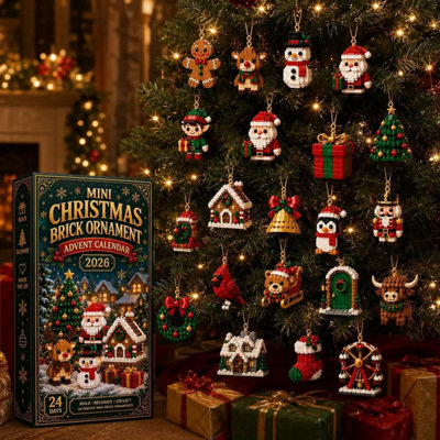 24 Day Mini Christmas Brick Ornament Advent Calendar, 24 Unique ...