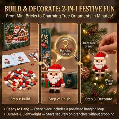 24 Day Mini Christmas Brick Ornament Advent Calendar, 24 Unique ...